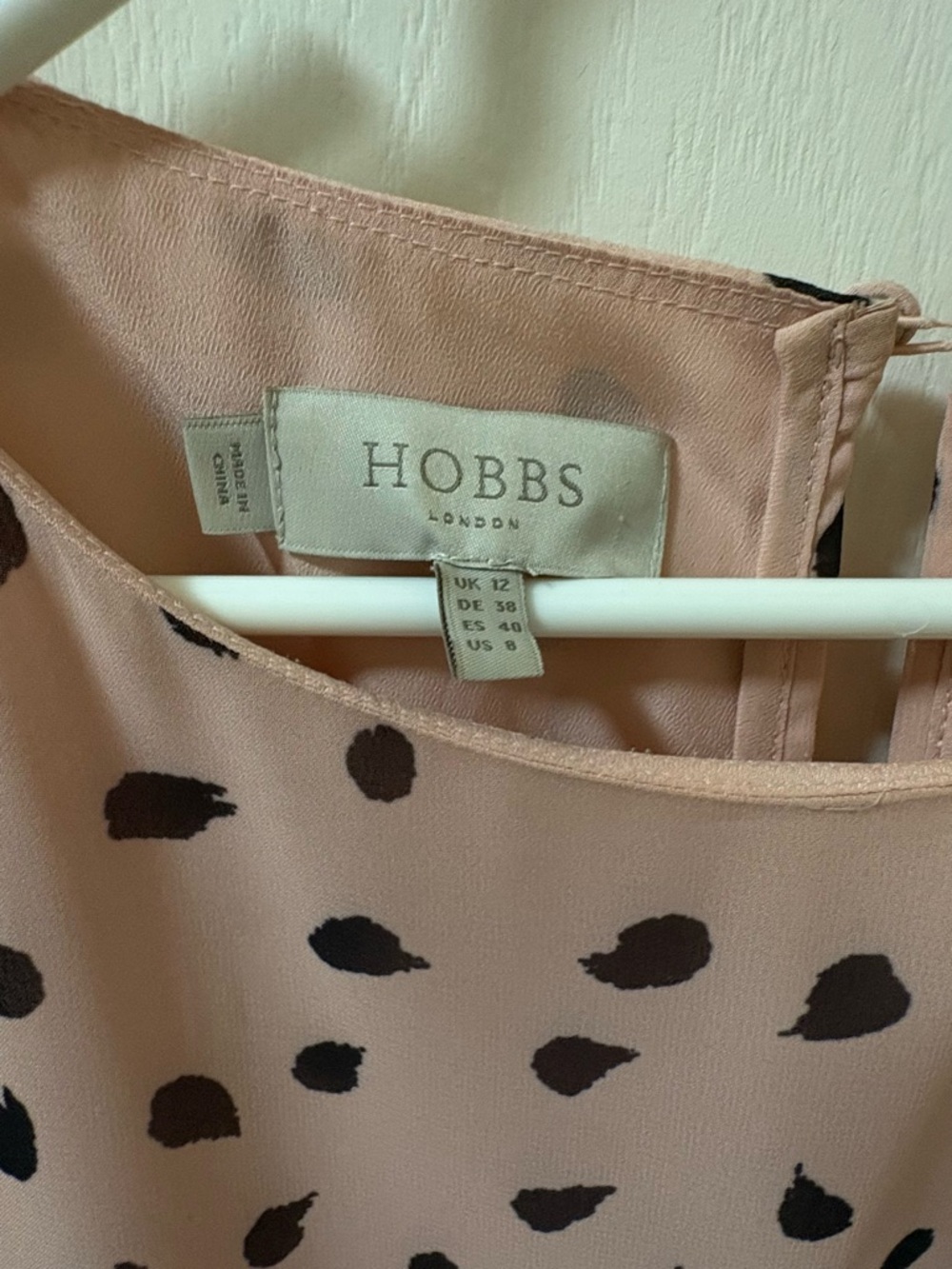 Hobbs London Sleeveless Spotted Midi Dress - Pink & Black | Size 8 - Picture 4 of 9